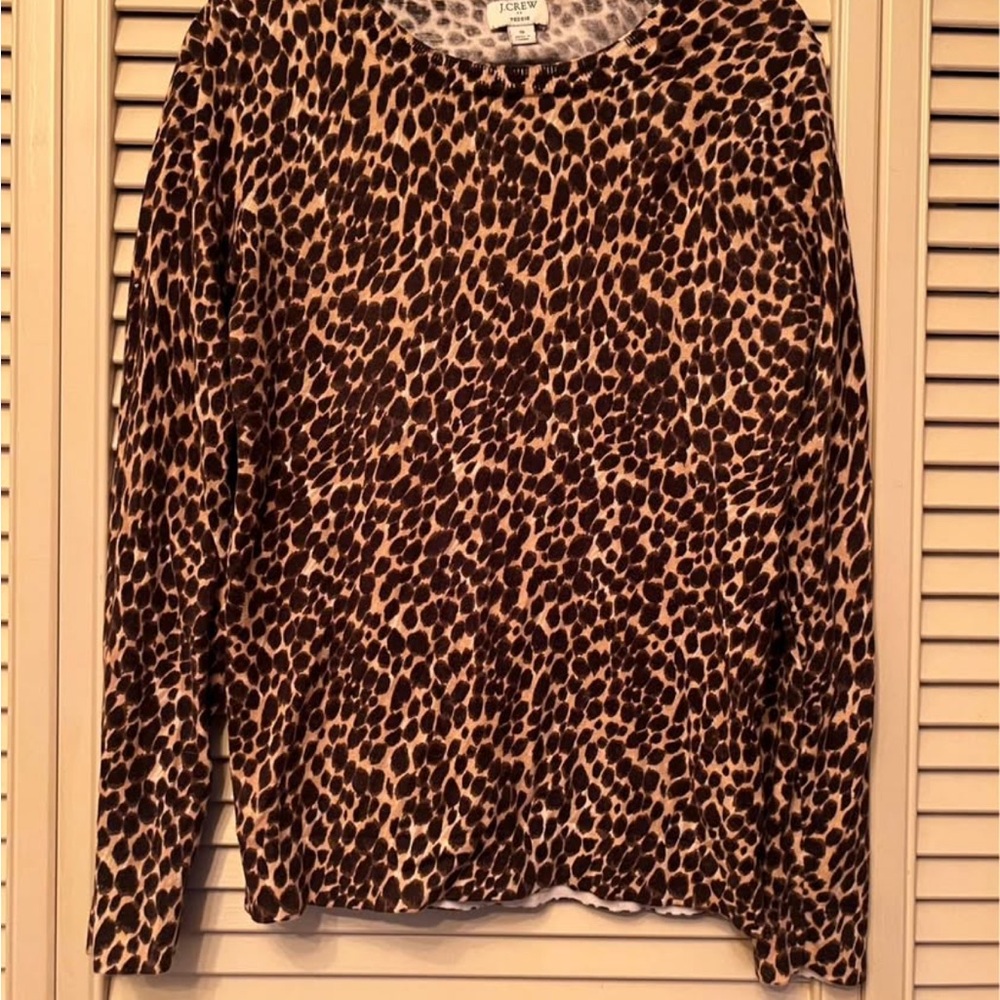 J. Crew Animal Print Long Sleeve Top - Brown and Black